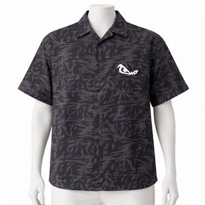 No Fear x HM Shirt Men Medium Black Graphic Logo Short Sleeve Button Down Skater